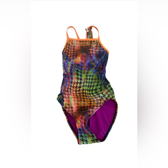 New With Tags The Finals Girls One Piece Bathing Suit Size 26 Rainbow Shimmer - Picture 1 of 7